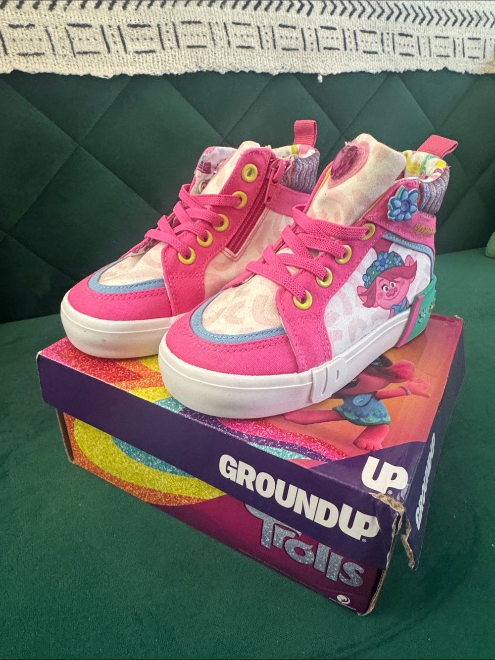 Trolls Pink High-Top Kids Sneakers with Character Graphic
